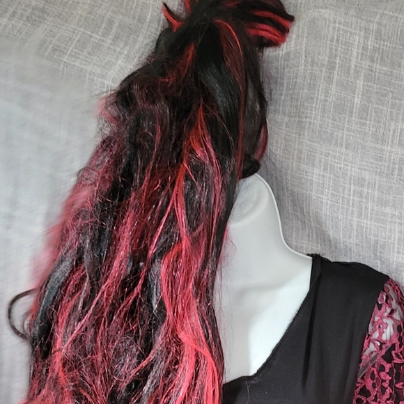 🎃Gothic Victorian Black Dress with ruby lace Ladies Halloween Sz m witch vampir - Picture 10 of 12